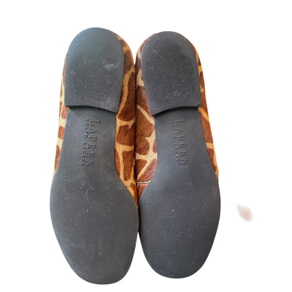 Ralph Lauren Alice Ballet Flats US 9.5 Giraffe Print Pony Calf Hair Retail‎ $145